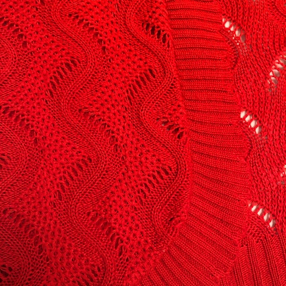 Red Open Front Shrug Sweater - Picture 6 of 7